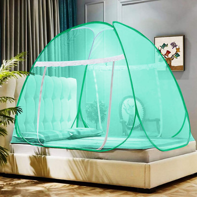 ANIRUDHA Polyester Adults Washable Double Bed Mosquito Net, Polyester, Foldable (Full Colour) Mosquito Net(Green, Tent)