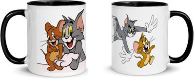 ADRON Tom And Jerry Print Coffee Ceramic Coffee Mug(330 ml, Pack of 2)
