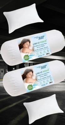 GREAT FOAM FIBRE 04 PERFECT COMBO (2BOLSTER+2PILLOW) Polyester Fibre Solid Bolster Pack of 4(White)