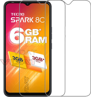VDAT Tempered Glass Guard for Tecno SPARK 8C(Pack of 2)