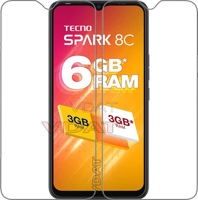 VDAT Tempered Glass Guard for Tecno SPARK 8C(Pack of 2)