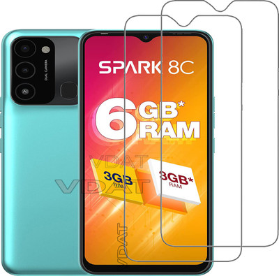 VDAT Tempered Glass Guard for Tecno SPARK 8C(Pack of 2)