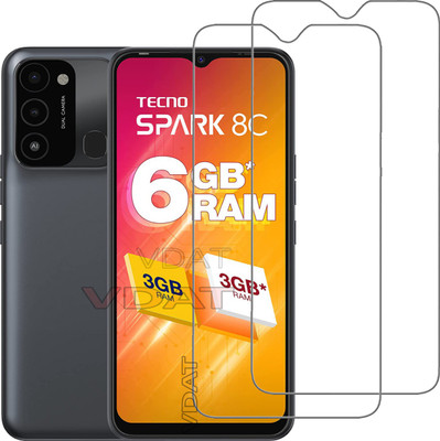 VDAT Tempered Glass Guard for Tecno SPARK 8C(Pack of 2)