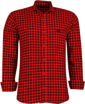 Indi Hemp Men Checkered Casual Red, Black Shirt