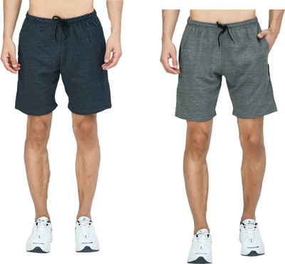 Indistar Solid Men Blue, Grey Bermuda Shorts