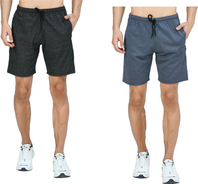 Indistar Solid Men Blue, Grey Bermuda Shorts