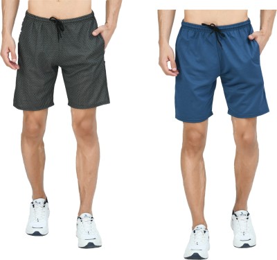 Indistar Solid Men Blue, Grey Bermuda Shorts