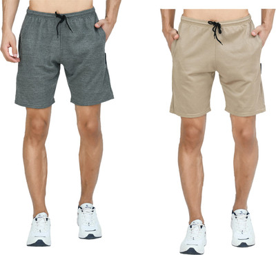 Indistar Solid Men Brown, Grey Bermuda Shorts