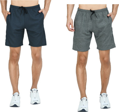 Indistar Solid Men Blue, Grey Bermuda Shorts