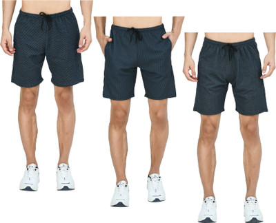 Indistar Solid Men Blue Bermuda Shorts