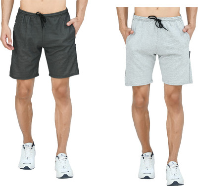Indistar Solid Men Blue, Grey Bermuda Shorts