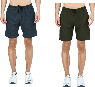Indistar Solid Men Blue, Green Bermuda Shorts