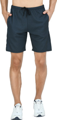 Indistar Solid Men Dark Blue Bermuda Shorts