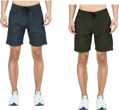 Indistar Solid Men Blue, Green Bermuda Shorts