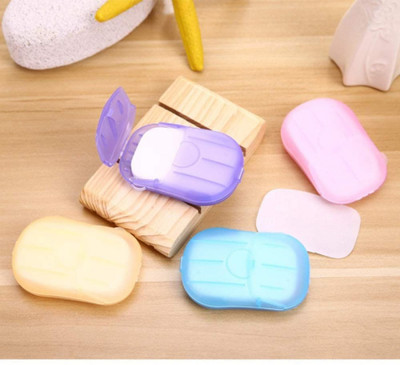 DSMARTS Hand Washing Cleaning Paper Soap Flakes Mini Soap Paper Travel Hand Washing Box