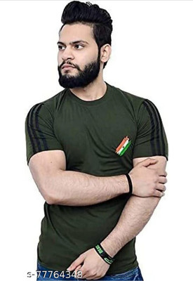 PRINJAL Solid Men Round Neck Green T-Shirt