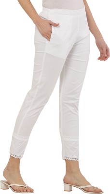 Shopbering Regular Fit Women White Trousers