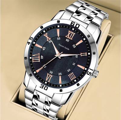 Men s Steel Chain RB02 Silver Black Men style Boys Hand Watch