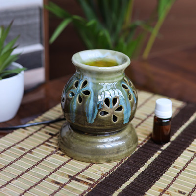 Lyallpur Stores Diffuser set Ceramic Electric Flow Matki shape Diffuser with Lemongrass Oil Diffuser Set Ceramic Electric Diffuser Aroma oil burner with Lemongrass Oil(10 ml)