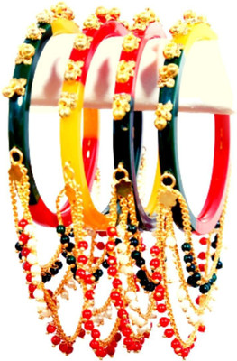ALIGN Alloy Pearl Gold-plated Bangle Set(Pack of 4)