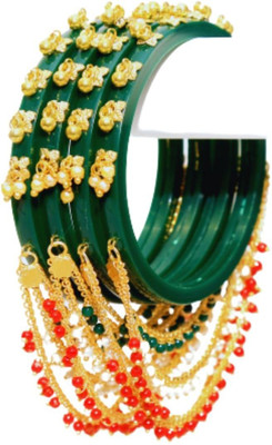 ALIGN Alloy Pearl Gold-plated Bangle Set(Pack of 4)