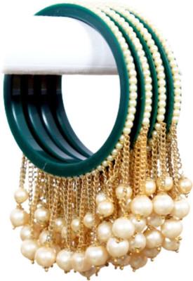 ALIGN Alloy Pearl Gold-plated Bangle Set(Pack of 4)