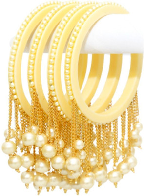 ALIGN Alloy Pearl Gold-plated Bangle Set(Pack of 4)