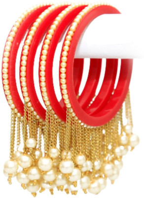ALIGN Alloy Pearl Gold-plated Bangle Set(Pack of 4)