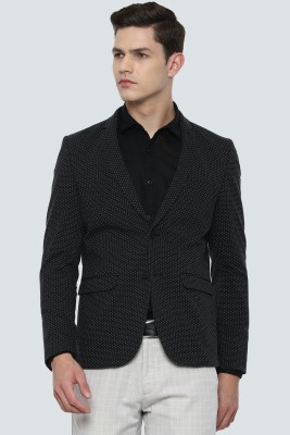 LOUIS PHILIPPE Printed Single Breasted Casual Men Blazer(Black)