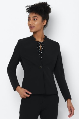 Allen Solly Solid Single Breasted Casual Women Blazer(Black)