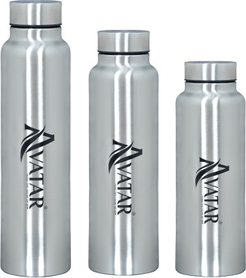 AVATAR 5OO,750,1000 ML PLAIN STEEL WATER BOTTLE SET OF 3 1000 ml Bottle(Pack of 3, Silver, Steel)