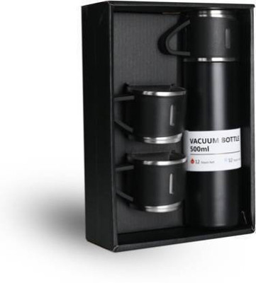 Harikaran 500 ml Steel Flask(Pack of 3, Black)