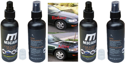 M3CARE Liquid Car Polish for Chrome Accent, Headlight, Exterior, Dashboard, Bumper, Leather, Metal Parts, Windscreen(800 ml, Pack of 4)
