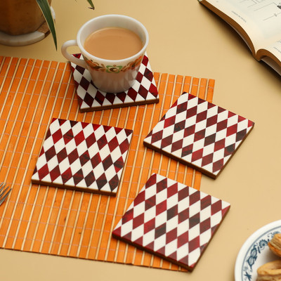 DULI Square Medium Density Fibreboard Coaster(Pack of 4)