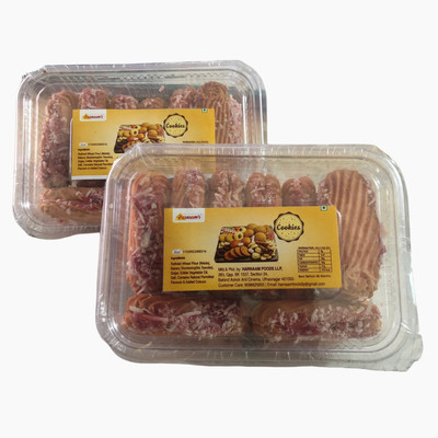 HARNAAM'S MIXFRUIT JAM SANDWICH COCONUT COOKIES - 400 Gms - TRULY DELICIOUS UNIQUE PRODUCT Bakery Biscuit(2 x 200 g)