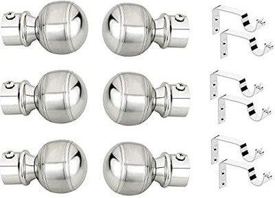 Ferio Silver Curtain Knobs Metal(Pack of 6)