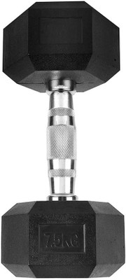 LCARNO 7.5kgx1pc Hex Dumbbell Weights | Rubber coated | Exercise, Fitness | Home Gym Fixed Weight Dumbbell(7.5 kg)