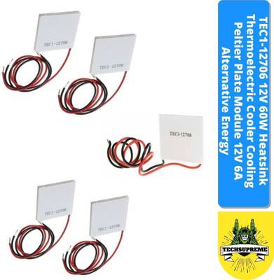 TechSupreme TEC1-12706 12V 60W Heatsink Thermoelectric Cooling Peltier Plate Module PC5 Temperature Sensor and Controller Electronic Hobby Kit