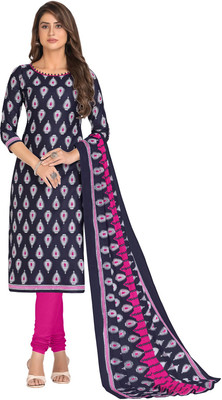 SHREE JEENMATA COLLECTION Cotton Blend Printed Kurta & Churidar Material
