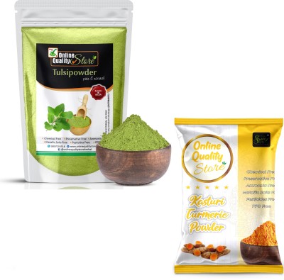 Online Quality Store Tulsi Powder (100g) and Organic Kasturi Haldi Powder (100g) Total(200 g)