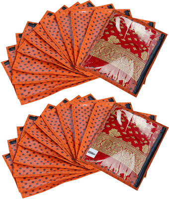 Billion Saree Cover Dot Printed Tranasparent Non Woven Single Saree Cover- Pack of 24 (Orange) HS_38_BILLION021644(Orange)