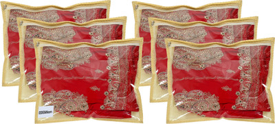 Billion Saree cover Dolli Printed Tranasparent Single Saree Cover With Zip- Pack of 6 (Gold) HS_38_BILLION021440(Gold)