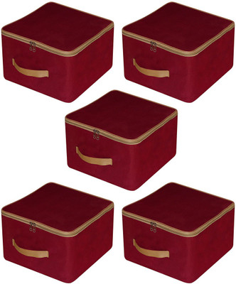 Fancy Walas Presents Premium Quality Nylon Wardrobe Bag Underbed Cloth Storage Organizer with Handle FW480_MAROON_PK05(Maroon)