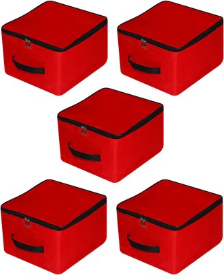Fancy Walas Presents Premium Quality Nylon Wardrobe Bag Underbed Cloth Storage Organizer with Handle FW480_RED_PK05(Red)