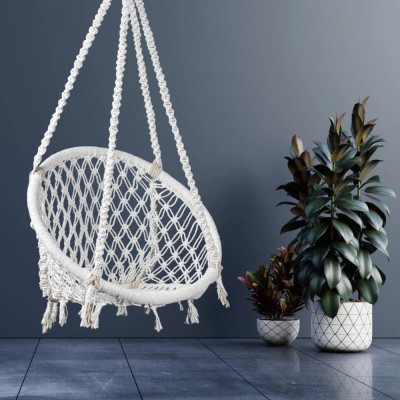 Swingzy Wooden Swing Chair/ Jhula Indoor/ Swing for Home/Swing for Adults Outdoor Wooden Cotton Large Swing(White, DIY(Do-It-Yourself))