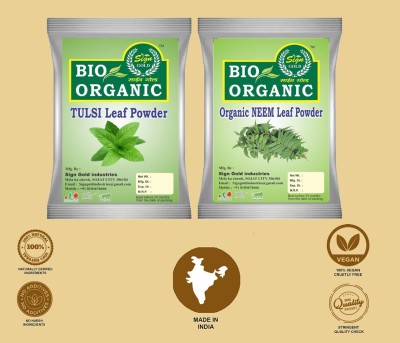 sign gold Pure Organic (Tulsi 100g & Neem 100g ) leaf Powder For hair and skin-200g(200 g)