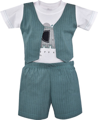 Wishkaro Baby Boys Casual T-shirt Shorts(Green)