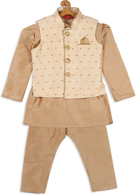 VASTRAMAY SISHU Baby Boys Wedding, Festive & Party Kurta, Waistcoat and Pyjama Set(Gold Pack of 1)