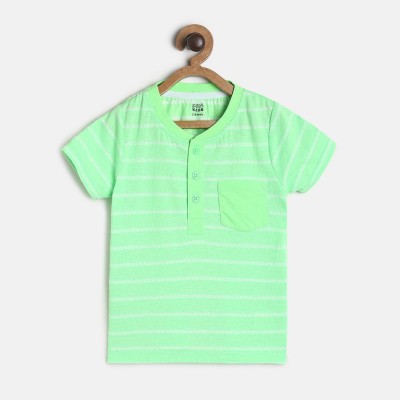MINI KLUB Baby Boys Self Design Casual Light Green, White Shirt