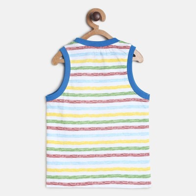 MINI KLUB Baby Boys Striped Pure Cotton Regular T Shirt(Multicolor, Pack of 1)